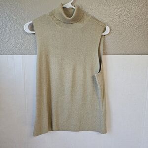 Nygard Collection Gold Turtleneck Sleeveless Top Sz XL Christmas Holiday Festive